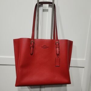 Coach Bold Red Mollie Leather Tote Bag NWOT